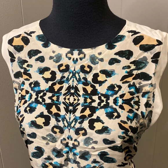 BROCHU WALKER Extra Small Dallan Silk Leopard Animal Print Sheath Work Dress - Picture 4 of 12